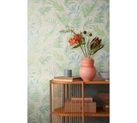 As Creation Bricoflor Non-Woven Wallpaper, Leaf & Palm Wallpaper, Modern In Green, White - 10,05 X 0,53 M
