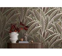 Non-woven wallpaper tropical art deco black brown metallic 39933-1 (2,58£/1qm)
