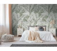 As Creation Bricoflor Non-Woven Wallpaper, Leaf & Palm Wallpaper, Scandinavian In Green, White - 1,59 X 2,8 M