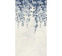 As Creation Bricoflor Non-Woven Wallpaper, Leaf & Palm Wallpaper, Vintage In Blue, Cream - 8,80 X 0,53 M