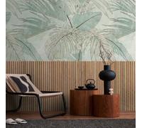 As Creation Bricoflor Non-Woven Wallpaper, Leaf & Palm Wallpaper, Wood Effect In Beige, Blue, Brown - 1,59 X 2,8 M