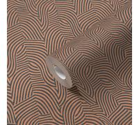 As Creation Bricoflor Non-Woven Wallpaper, Luxury Wallpaper, Retro, Geometric In Bronze, Orange, Black, Anthracite - 10,05 X 0,53 M