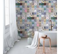 As Creation Bricoflor Non-Woven Wallpaper, Moroccan & Tiled Wallpaper, Retro In Blue, Multicoloured, Green - 1,59 X 2,8 M