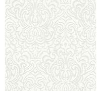 As Creation Bricoflor Non-Woven Wallpaper, Pattern Wallpaper, Damask, Art Déco In White - 10,05 X 0,53 M