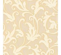 As Creation Bricoflor Non-Woven Wallpaper, Pattern Wallpaper, Damask In Yellow, Grey - 10,05 X 0,53 M