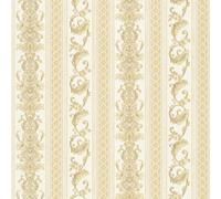 As Creation Bricoflor Non-Woven Wallpaper, Pattern Wallpaper, Damask, Striped In Beige, Cream, Yellow - 10,05 X 0,53 M