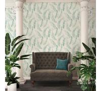 As Creation Bricoflor Non-Woven Wallpaper, Pattern Wallpaper, Feather In Blue, Grey, Green - 10,05 X 0,53 M
