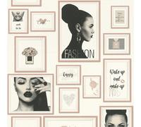 As Creation Bricoflor Non-Woven Wallpaper, Pattern Wallpaper In Beige, Cream, Black, Anthracite, White - 10,05 X 0,53 M