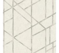 As Creation Bricoflor Non-Woven Wallpaper, Pattern Wallpaper, Luxury, Geometric In Silver, White - 10,05 X 0,53 M