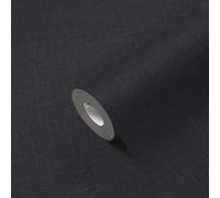 As Creation Bricoflor Non-Woven Wallpaper, Plain Wallpaper In Black - 10,05 X 0,53 M