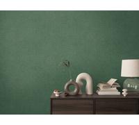 As Creation Bricoflor Non-Woven Wallpaper, Plain Wallpaper In Green - 10,05 X 0,53 M