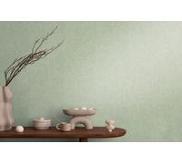 As Creation Bricoflor Non-Woven Wallpaper, Plain Wallpaper In Green - 10,05 X 0,53 M
