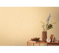 Livingwalls Cosmopolitan 791095 Non-Woven Wallpaper with Textile Structure in Yellow, Beige - Plain Wallpaper 10.05 m x 0.53 m