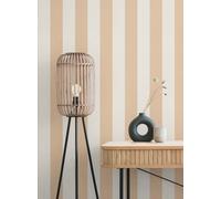 A.S. Création Non-Woven Wallpaper with Stripes in Orange Cream White - High-Quality Striped Wallpaper 397942-10.05 m x 0.53 m - Wallpaper for Living Room - Made in Germany