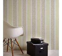 As Creation Bricoflor Non-Woven Wallpaper, Striped Wallpaper In Green, Brown, White - 10,05 X 0,53 M
