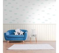 As Creation Bricoflor Non-Woven Wallpaper, Wood Effect Wallpaper, Cloud In Blue, Cream, White - 2,80 X 1,59 M