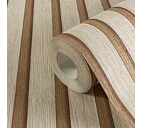 A.S. Création Non-Woven Wallpaper with Wall Panel Motif 0,53 x 10,05 m - Beige Brown - Wood Look Wallpaper Made in Germany - 786652