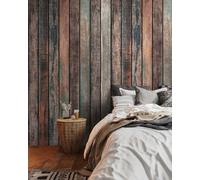 As Creation Bricoflor Non-Woven Wallpaper, Wood Effect Wallpaper In Blue, Brown, Multicoloured - 1,59 X 2,8 M