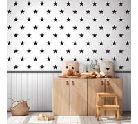 As Creation Bricoflor Non-Woven Wallpaper, Wood Effect Wallpaper, Star In Grey, Black, White - 2,80 X 1,59 M
