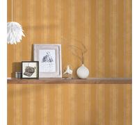 As Creation Bricoflor Orange And Gold Striped Free Match Wallpaper Strippable And Scrubbable Non-Woven Vinyl Wallpaper 10.05 X 0.70 M