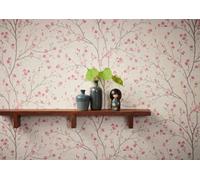 Livingwalls Floral Wallpaper Metropolitan Stories 2 A.S. Création Non-Woven 10.05 m x 0.53 m Brown White Made in Germany 379121 37912-1, Cream, Pink