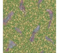 As Creation Bricoflor Purple Bird Green Background Gold Ornaments Baroque Wallpaper Hardwearing Non-Woven Vinyl Wallpaper 10.05 X 0.70 M
