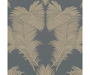 As Creation Bricoflor Slate Grey And Gold Wallpaper In Palm Tree Pattern Tropical Wallpaper With Dark Grey And Gold Exotic 10.05 X 0.53 M