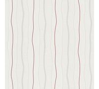 As Creation Bricoflor Striped Living Room Wallpaper White Wallpaper With Light Grey And Red Line Detailing 10.05 X 0.53 M