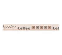 As Creation Bricoflor Text Beige Brown Coffee Cafe Self-Adhesive Wallpaper Border Vinyl Wallpaper Border 5.00 X 0.05 M