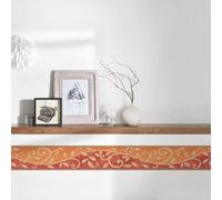 As Creation Bricoflor Textured Red Orange Gold Damask Floral Vinyl Free Match Wallpaper Border 5.00 X 0.13 M