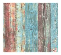 As Creation Bricoflor Vintage Wood Panel Effect Blue Brown Red Wallpaper Self-Adhesive Washable Wallpaper 2.50 X 0.52 M