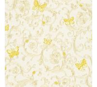 As Creation Bricoflor White And Gold Wallpaper Damask Style With Gold Sparkle Butterflies Offset Match 64/32Cm 10.05 X 0.70 M