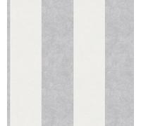 As Creation Bricoflor White And Grey Stripes Wallpaper Non-Woven Strippable Washable Modern Stripy Pattern Wallpaper 10.05 X 0.53 M