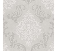 As Creation Bricoflor White Grey Damask Wallpaper Non Woven Wall Coverings Glue And Stick Wallpaper 10.05 X 0.53 M