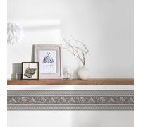 As Creation Brown Grey Metallics Gold Leaf Patterned Baroque Effect Wallpaper Border, Non-Woven Free Match Vinyl Wallpaper