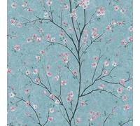 AS Creation Cherry Blossom Floral Trail Wallpaper Teal Green Pink Black 37912-3