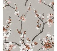 Floral Blossom Tree Branches Trail Textured Vinyl Wallpaper A.S. Creation Grey One Size