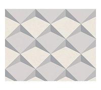 AS Creation Diamond Pattern 3D Effect Abstract Textured Non Woven Wallpaper (Grey Cream 960313)