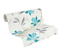 AS Creation Expanded Blown Vinyl Wallpaper Lotus Motif Turquoise 3062-10