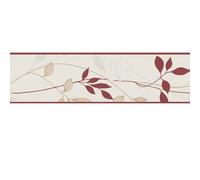 As Creation Floral Cream Red Branches Textured Vinyl Wallpaper Border, Non-Woven Vinyl Patterned Wallpaper Border