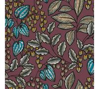As Creation Floral Pattern Wallpaper With Plum Base, Colourful Wallpaper With Flowers And Leaves