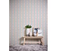 As Creation Floral Stripe Blue Non Woven Wallpaper One Colour