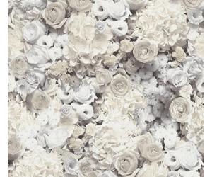 As Creation Floral Trendwall Non-Woven Wallpaper Grey Black White 380083