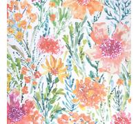 Non-woven wallpaper flowers watercolour white green orange 39695-1 (3,90£/1qm)