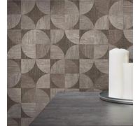 Geometric Wooden Grain Wood Effect Tiles Geo Grey Wallpaper A.S. Creation Grey One Size
