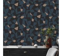 A.S. Creation Graphic Mosaic Abstract Metallic Black Blue Beige Wallpaper A.S. Creation Black