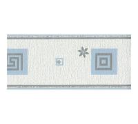 As Creation Greek Key Floral Blue Silver Wallpaper Border Textured Vinyl