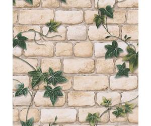 AS Creation Il Decoro Brick Ivy Decoro Vines Leaf Green White Wallpaper 980434