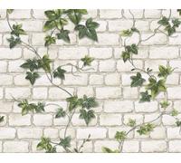 AS Creation Il Decoro Brick Ivy Decoro Vines Leaf Green White Wallpaper 980434