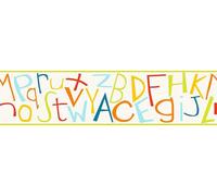 As Creation Letter Puzzle 5 M X 0.13 M Multi-Coloured Kids Room Border 345813 Green Orange Yellow
